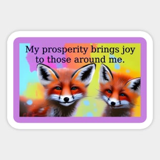 prosperity Mantra with artistic foxes colorful design Sticker